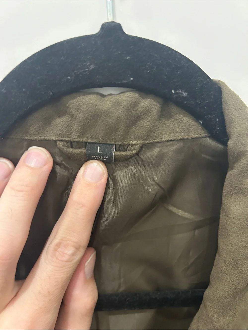Men's Suede Bomber Jacket - Taupe/Olive Green